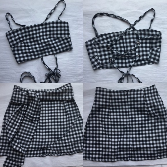 Gingham Lace Up Top & Skirt Set - Picture 7 of 7